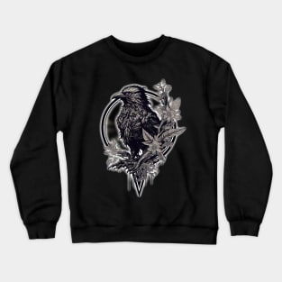 Tribal Radiant Raven, gothic black and white logo Crewneck Sweatshirt